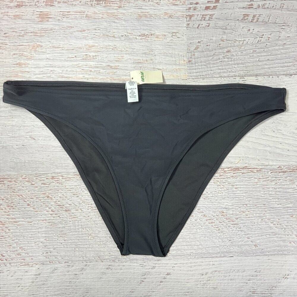 NEW Aerie Cheeky Bikini Bottom Size XXL Black High Leg Swim Brief Swimwear NWT